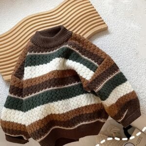 2025 Boys' Striped Sweater: Fall/Winter Elegance with a Modern Touch!
