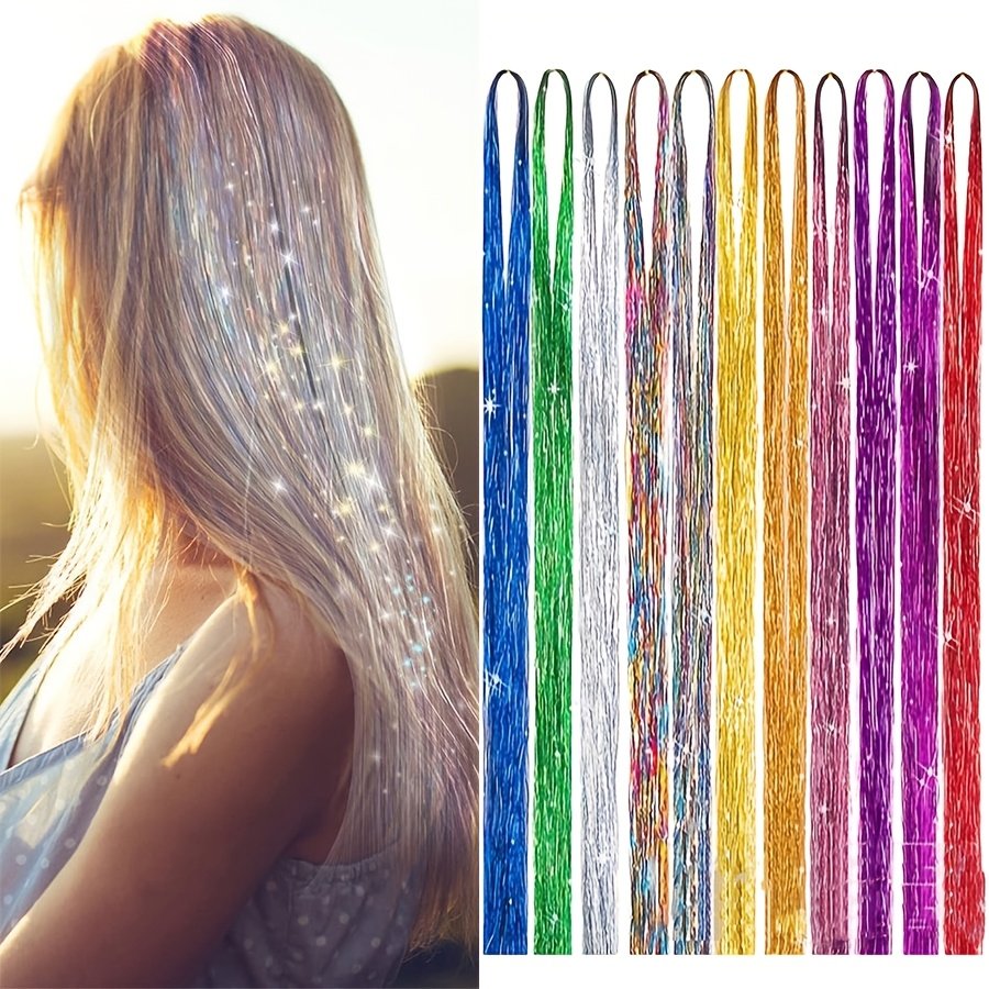 Shine Like the Stars: Holographic Glitter Hair Tinsel Set!