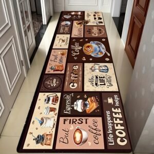 Coffee-Themed Runner Rug: Enduring Style & Soulful Comfort!