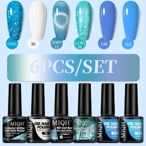 Galaxy Glow: Enchanting Cat Eye Gel Set for Dazzling Nails!