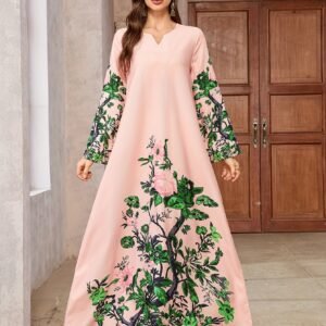 أناقة لا تضاهى: فستان نسائي طويل بنقشة زهور ساحرة