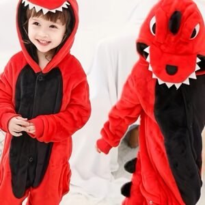 بيجامة الديناصور المخملية: دفء ومرح لكل طفل!