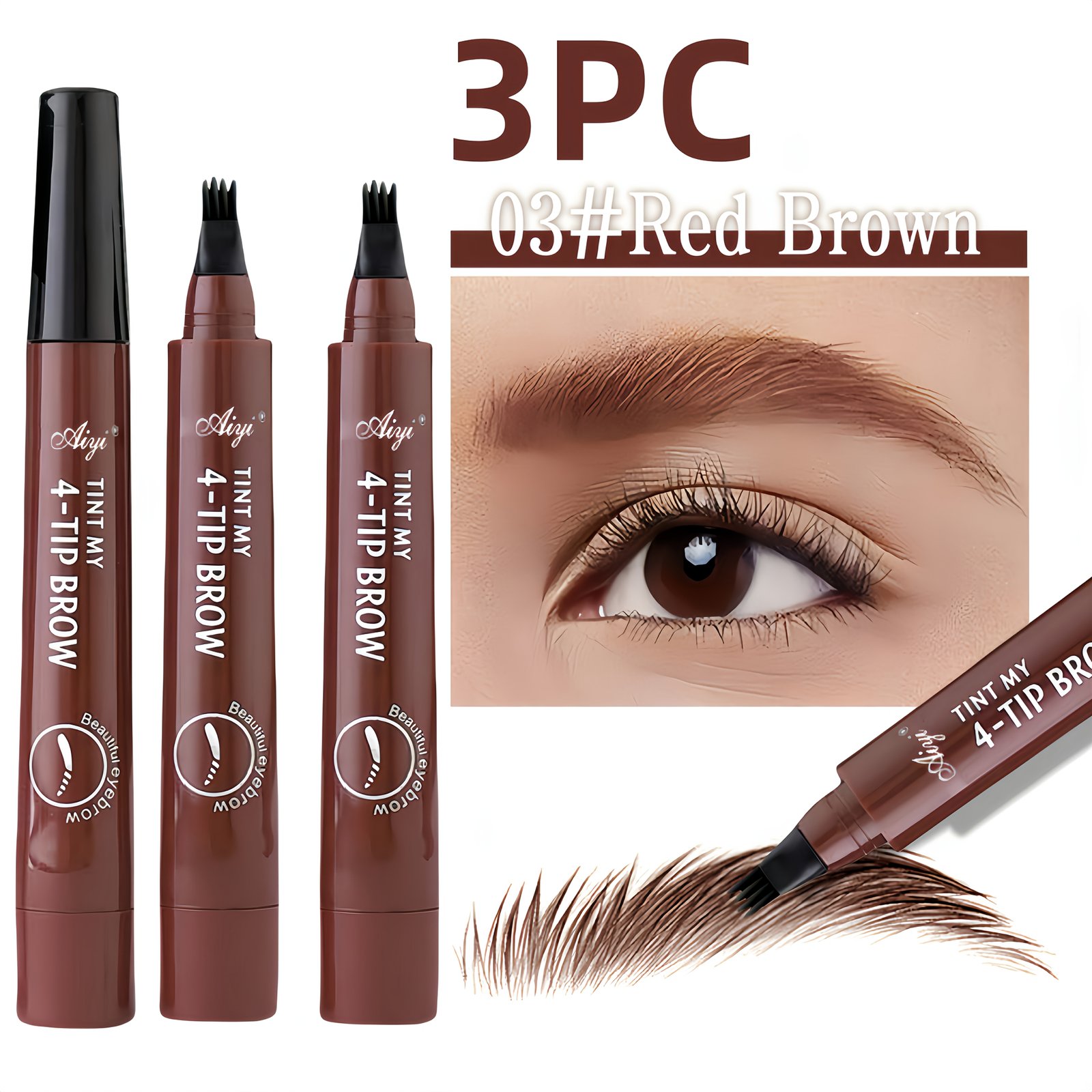 הסוד לגבות מושלמות: עט גבות 4 קצוות אולטרה-דק למראה טבעי ועמיד! – תמונה 7