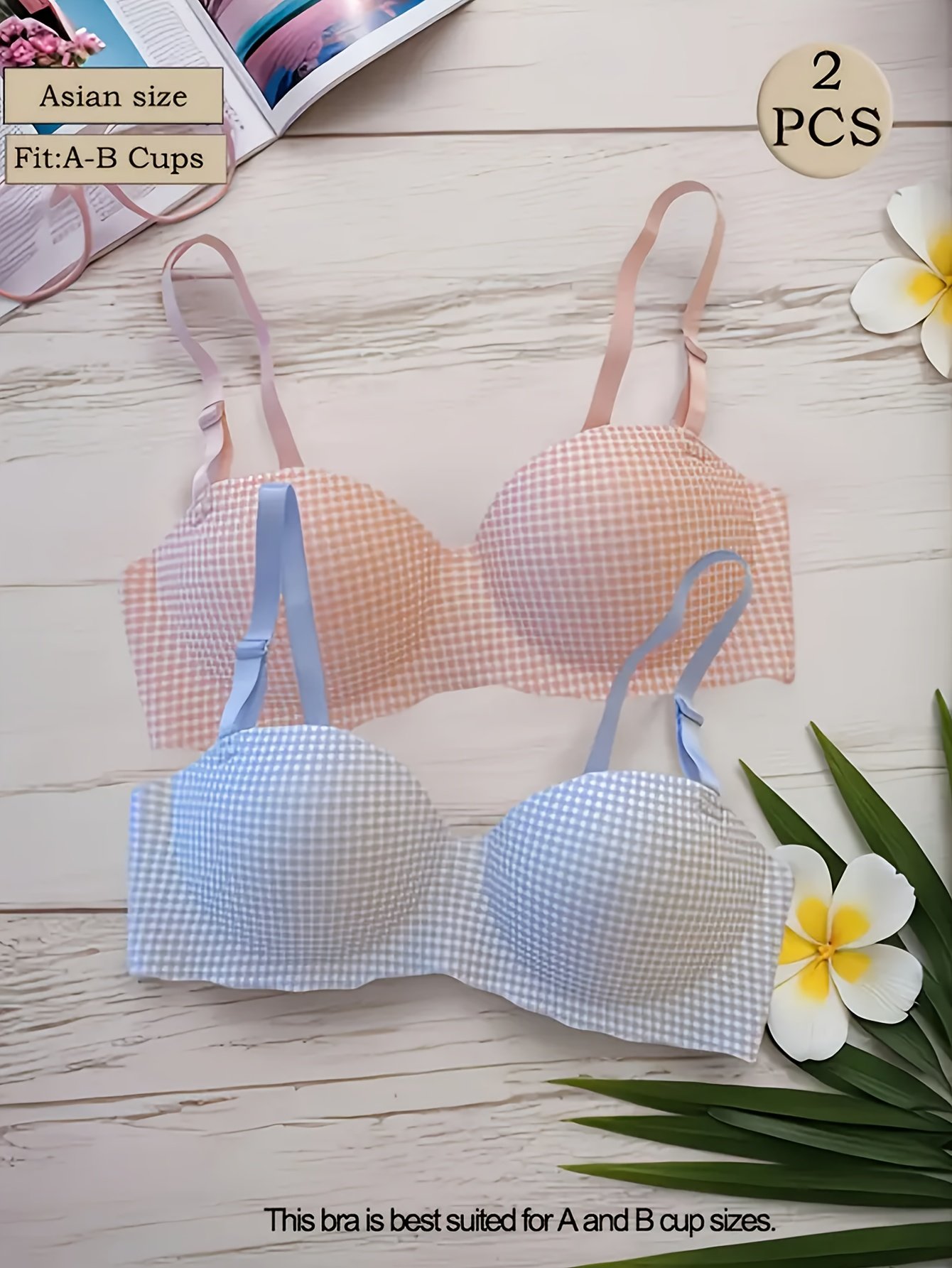 Your Daily Allure's Secret: The Comfortable & Lifting Wireless Plaid Bra! - Image 2