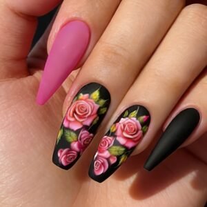 Black Rose Nails: Modern Feminine Allure!
