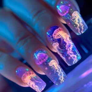 Dreamy Jellyfish Nails: A Touch of Ocean Magic on Your Fingertips!