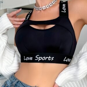 Black "LOVE SPORTS" Sports Bra: Unrivaled Support & Stunning Athletic Elegance!