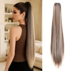 إطلالة متجددة في ثوانٍ: ذيل حصان الكبس الساحر بطول 24 إنش!