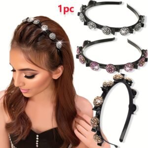 تألقي بفخامة: طوق الشعر المضفر المرصع بالكريستال