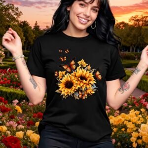 تيشيرت عباد الشمس والفراشات: إشراقة وأناقة لكل يوم!