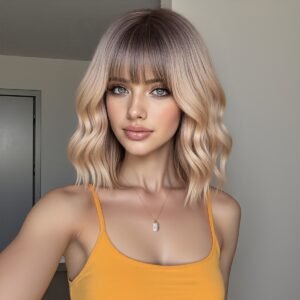 הבריקי ביופי מהפנט: שיער גלי באורך הכתף עם פוני למראה בלתי נשכח!