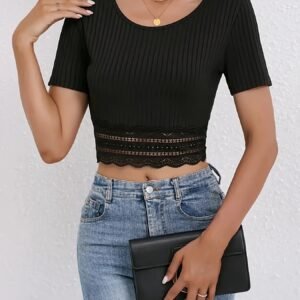 تي شيرت الدانتيل القصير: أناقة لا تضاهى وراحة لا مثيل لها!