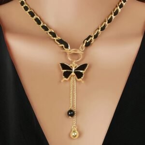 Black Sapphire Charm Necklace: Bohemian Elegance that Touches the Soul