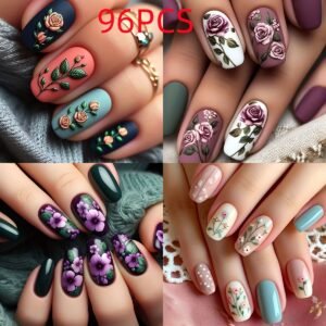 Dazzle with an Artistic Touch: Instant Press-On Nails with Charming Floral Designs!