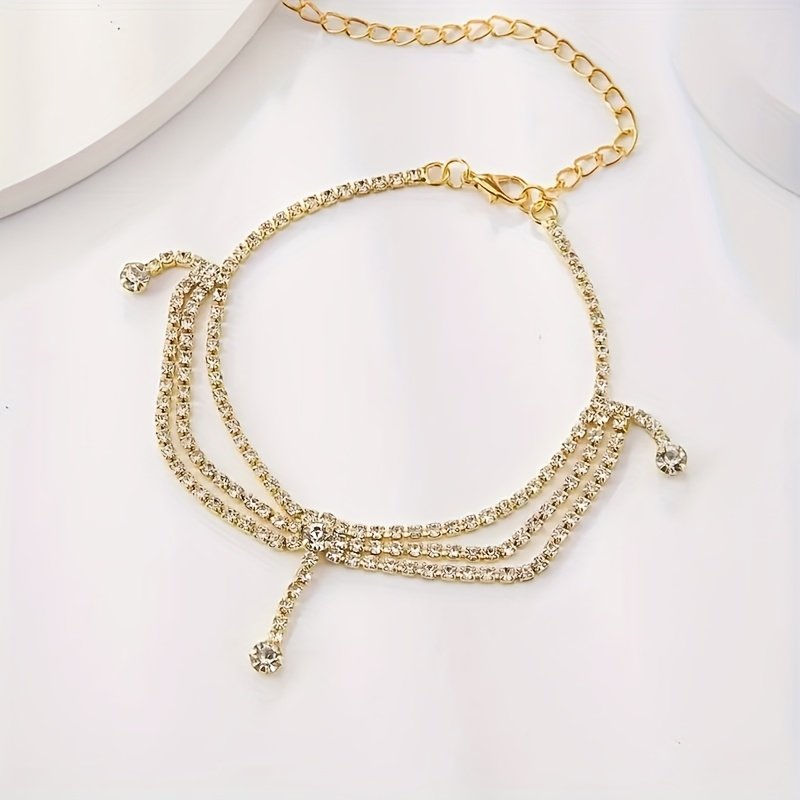 Sparkling Heart Anklet: The Magic of Golden Elegance for Your Feet - Image 2