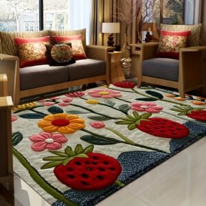 3D Strawberry Rug: Bohemian Elegance and Unmatched Comfort!