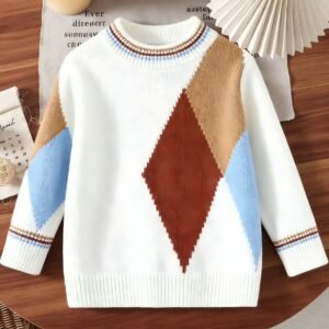 האירו את קטנטניכם בנגיעה עכשווית: סוודר בנים בדוגמת בלוקים צבעוניים!