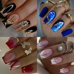 مجموعة الأظافر الأكريليك العصرية: 96 قطعة لإطلالة لا تُنسى!