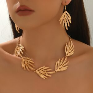 אלגנטיות וינטג' בלתי ניתנת לעמוד בפניה: סט תכשיטי עלים קסום