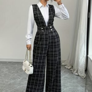 אוברול המשבצות היוקרתי: אלגנטיות חמה ונוחה לעונות הקרות