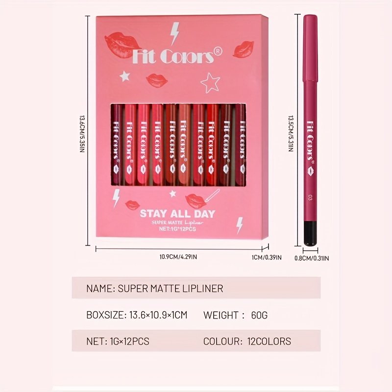 סט עפרונות תיחום שפתיים מאט (12 גוונים): עמידות בלתי מתפשרת ויופי מתמשך! – תמונה 5