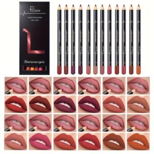 سر الشفاه المثالية: مجموعة تحديد الشفاه المطفية بـ 12 لونًا ساحرًا