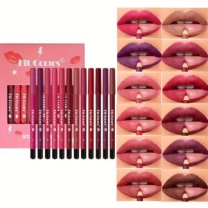 סט עפרונות תיחום שפתיים מאט (12 גוונים): עמידות בלתי מתפשרת ויופי מתמשך!