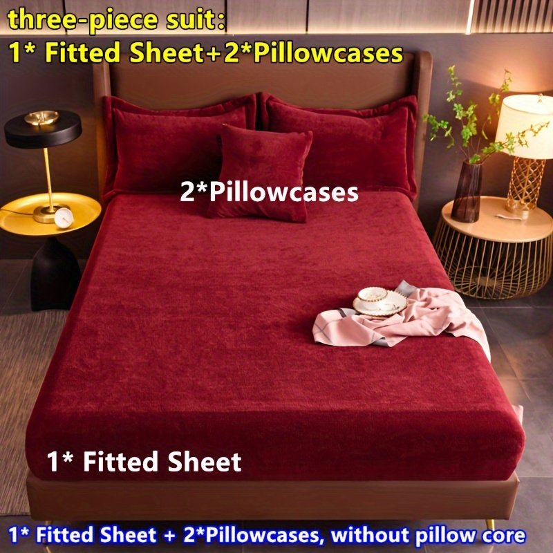 נוחות מלכותית בצבע בורגונדי: סט מצעי קטיפת חלב משולש יוקרתי! – תמונה 8