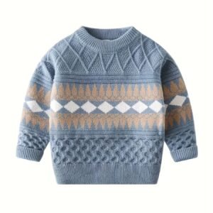 دفء وأناقة لا تضاهى: بلوفر الأولاد الشتوي المحبوك!