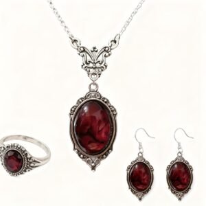 Victorian Crimson Mystery Necklace: A Touch of Timeless Elegance