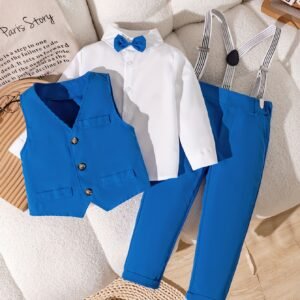 Your Little One's Elegance Begins Here: Boys' Three-Piece Gentleman Suit Set!