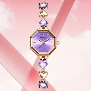 “Violet Radiance” Watch: A Feminine Masterpiece with Sparkling Crystals and Hearts