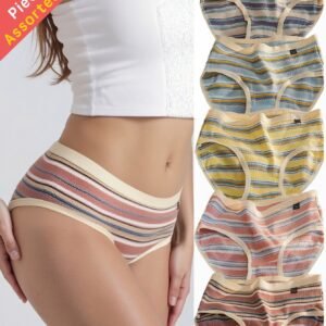 יוקרה של נוחות ואלגנטיות: סט תחתונים מפוספס (3 יחידות)