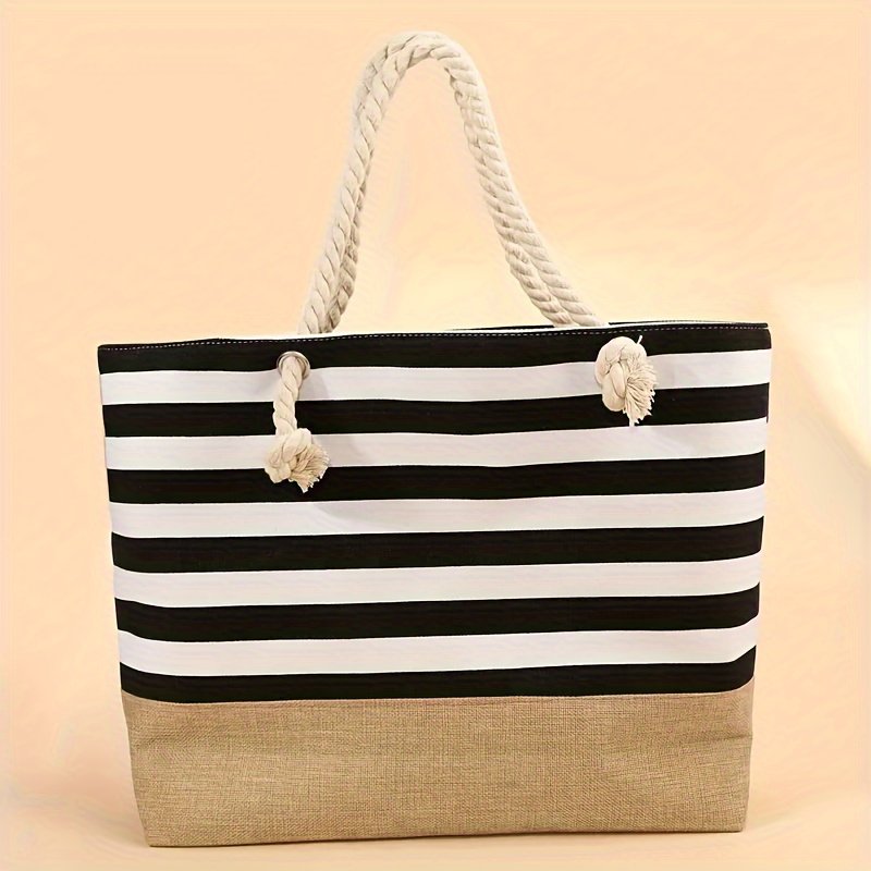 حقيبة شاطئ الصيف الكبيرة: أناقة مخططة وفسحة لا مثيل لها! - الصورة 7