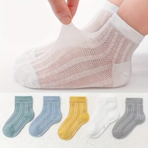 5 Pairs Summer Comfort: Breathable Mesh Kids' Socks for Playful Feet!