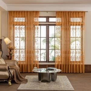 ستائر الزهور الذهبية المطرزة: أناقة لا مثيل لها لمنزلك