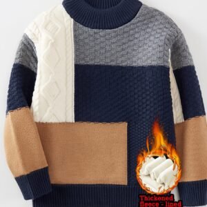 الدفء المرح: سويتر الأطفال الشتوي بتصميم الألوان المتداخلة!