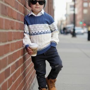 كنزة الشتاء للأولاد: دفء، أناقة، وتصميم يجمع النجوم والهندسة!