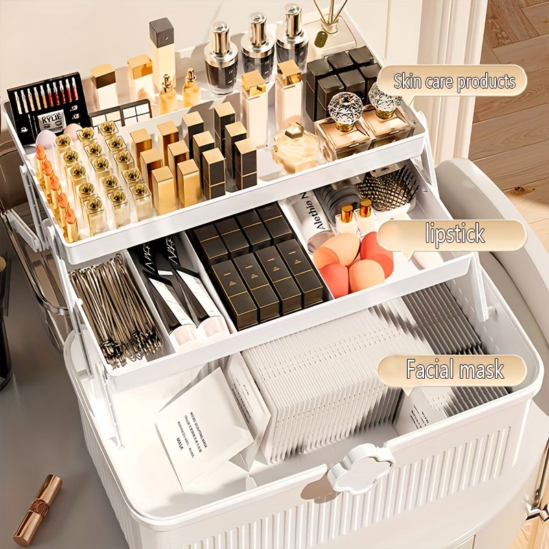 Triple-Layer Beauty Organizer: Elegance, Organization, and Portability! - Image 9