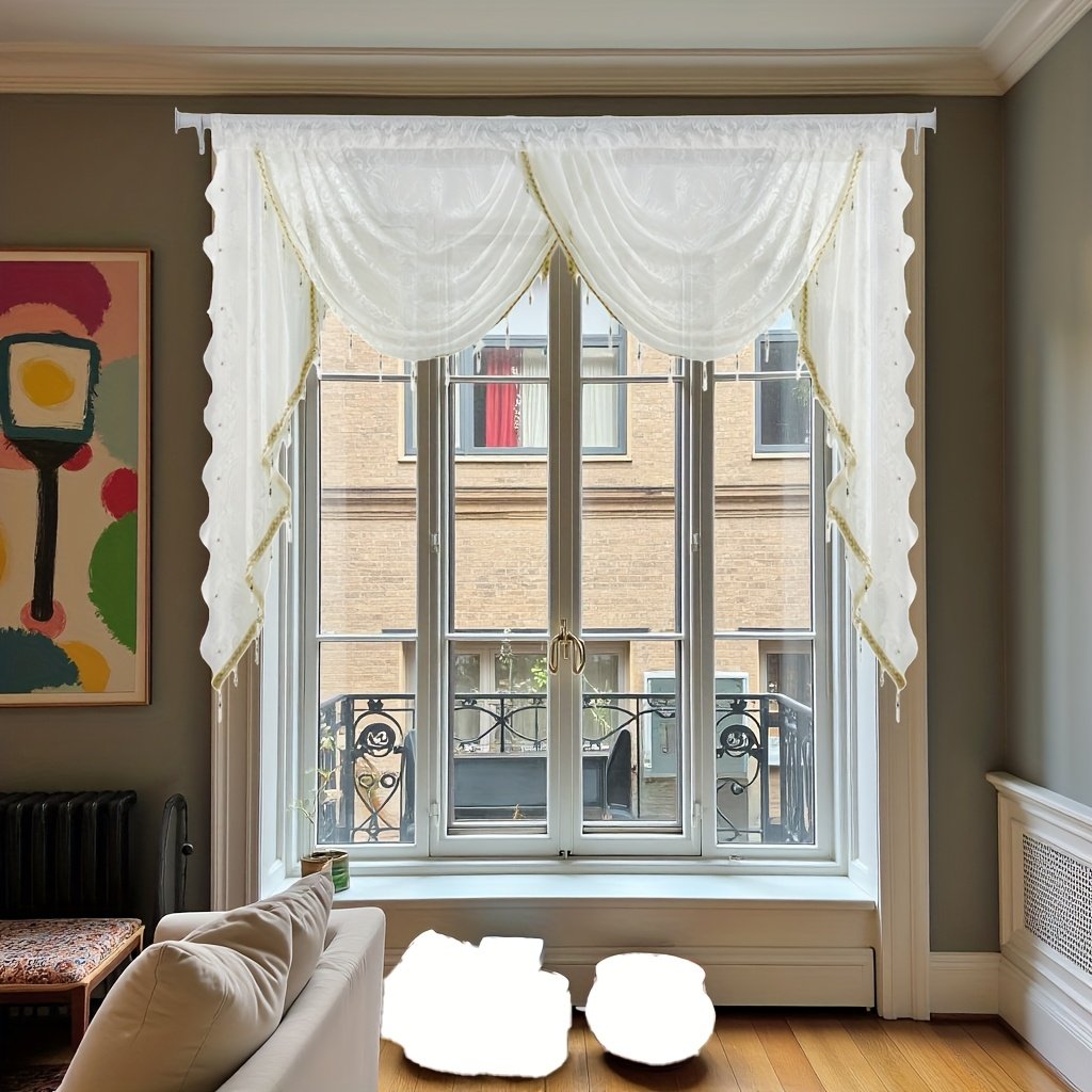 Vintage Grandeur, Modern Charm: The Enchanting Embroidered Iris Curtain - Image 8