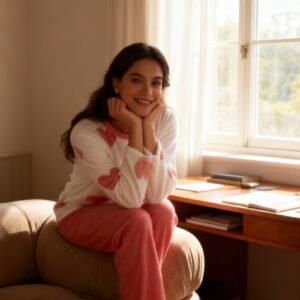 أحلام وردية بقلوب دافئة: بيجامة الفلانيل الشتوية بنقشة الحب!