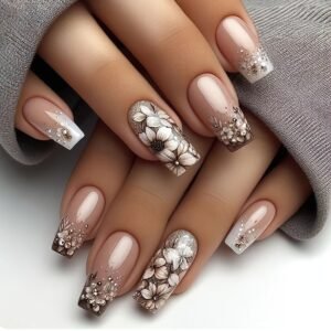Sophisticated Art Nails: Classic Touch with Dazzling Shine!