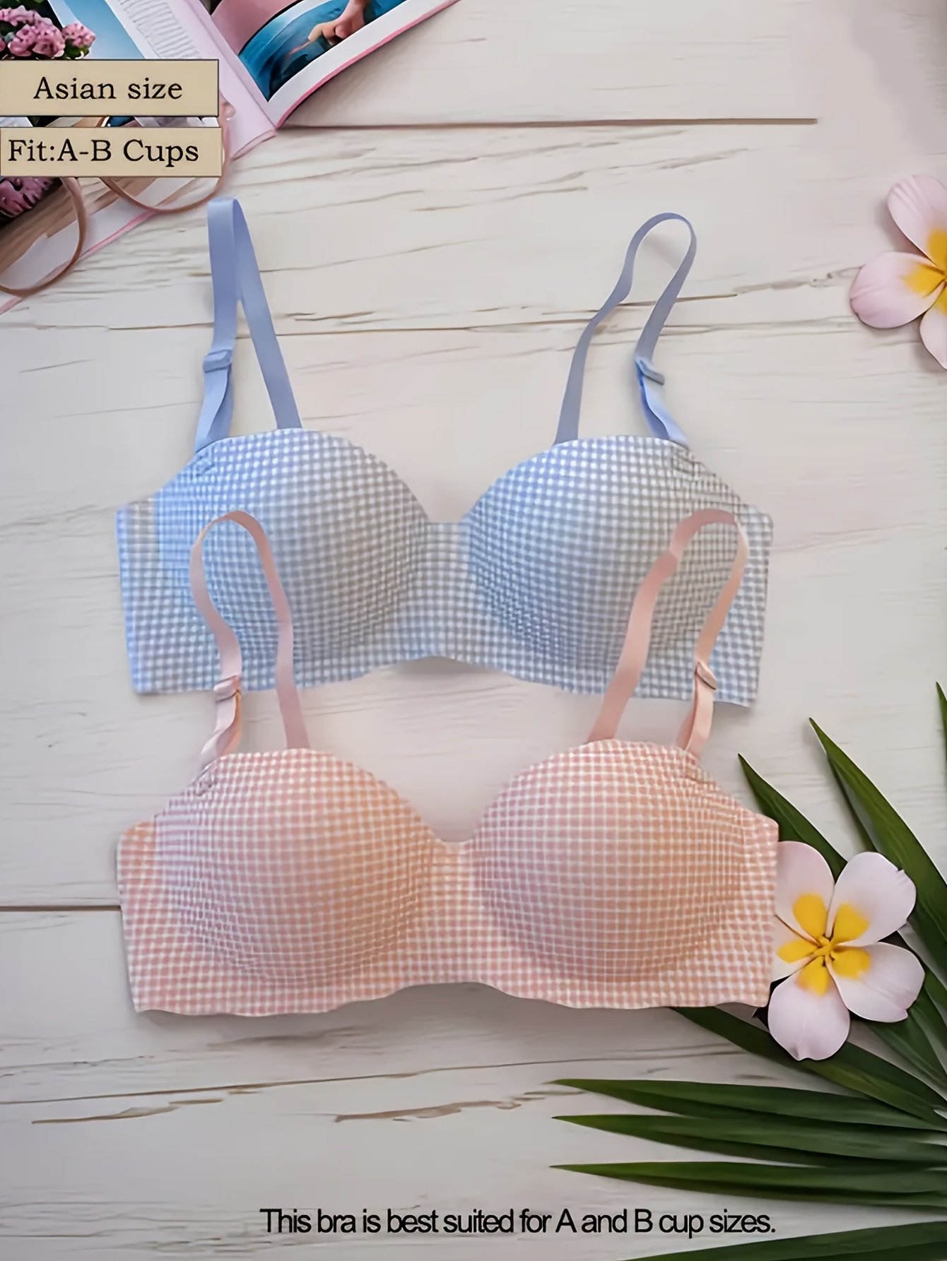 Your Daily Allure's Secret: The Comfortable & Lifting Wireless Plaid Bra! - Image 5