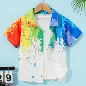 Boys' Summer Shirt: Modern Style with a Unique Graffiti Touch!