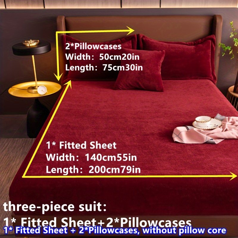 נוחות מלכותית בצבע בורגונדי: סט מצעי קטיפת חלב משולש יוקרתי! – תמונה 11