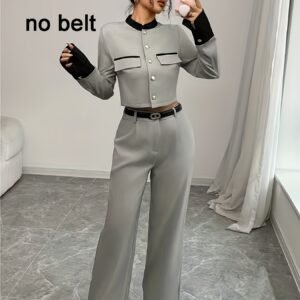 طقم الأناقة الراقية: راحة البنطال الواسع وتناغم الألوان!