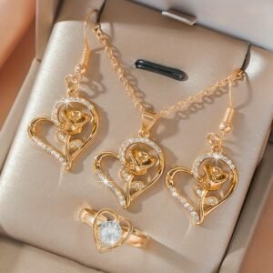 تألقي بقلب من الأناقة: طقم مجوهرات نسائي 4 قطع