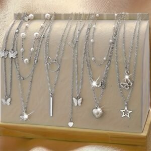 זהרי בקסם הכוכבים והפרפרים: סט שרשראות אלגנטי ליופייך