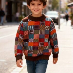 Warmth & Style 2025: Boys' Velvet Plaid Winter Sweater