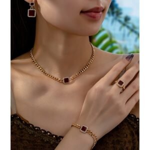 תזרחי מלכה: סט תכשיטים 5 חלקים מעוטר בזהב וברק!